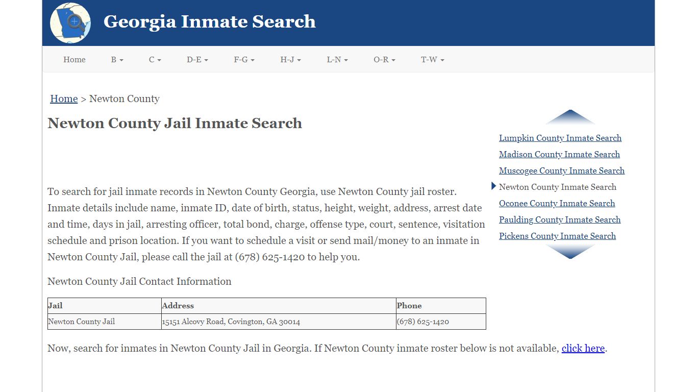 Newton County Jail Inmate Search